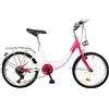 Caskunbsy Mountain Bike,Bicicleta da 20 pollici, per adulto/bambini, altezza regolabile, 6 marce, per montagna, altri viaggi, colore rosa e bianco