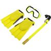 Angoily Set Snorkeling con Boccaglio Asciutto e Pinne Gialle 25-30 | Maschera e Occhialini da Mare, PVC PP EVA PC, Valvola Automatica e Tallone Aperto