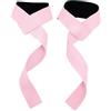 Generic Cinghia Sollevamento Rosa in Poliestere per Allenamento e | Supporto ergonomico per polsi in tessuto rosa 4x62cm per stacchi e sollevamenti pesanti