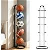 FDKene Porta Palloni Verticale a 5 Livelli, Scaffale in Metallo Rimovibile e Salvaspazio, Robusto Rack di Stoccaggio per Basket, Calcio e Pallavolo, Ideale per Casa, Palestra e Garage