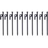 Aundhegrtt Picchetti 25 cm Antiruggine con Gancio, 10 Pezzi | Picchetti da esterno 25 cm in metallo duro, rivestimento nero antiruggine, confezione da 10.