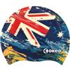 OKEO Cuffia Nuoto AUKLAND in Silicone - Cuffia Piscina Modello Australia - Morbida, Elastica e Resistente - Blu Multicolor