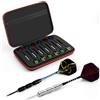 Glamgen Set di freccette in acciaio con punta in metallo, 22 g, con custodia rigida, aste in alluminio di alta qualità, anelli di tenuta e affilatore per freccette, adatto per tutti i bersagli
