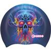 OKEO Cuffia Nuoto MEDUSA in Silicone - Cuffia Piscina Modello Medusa e Teschio - Morbida, Elastica e Resistente - Blu Multicolor