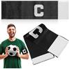 GLEAVI 2 Pezzi Fascia da Capitano Calcio Elastica Nera Regolabile | Fissaggio a Strappo, Lettere Grandi ad Alto Contrasto, per Braccio Superiore e Squadre