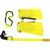 DOITOOL Set Snorkeling e Pinne Gialle con Boccaglio Asciutto | Occhialini e Maschera Inclusi, Valvola Autochiudente, Tallone Aperto Regolabile, per Allenamento in Piscina