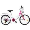 Fetcoi 20 pollici 6 velocità Bambini Biciclette Per Adolescenti, Con Luce, Bici Per Bambini Per 12-16 anni, Biciclette Bambini (Rosa + Bianco)