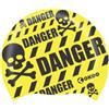 OKEO Cuffia Nuoto DANGER in Silicone - Cuffia Piscina Modello Pericolo con Teschi - Morbida, Elastica e Resistente - Giallo e Nero