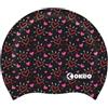 OKEO Cuffia Nuoto LOVELY in Silicone - Cuffia Piscina Modello Cuori - Morbida, Elastica e Resistente - Nero, Rosa e Rosso