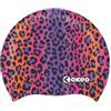 OKEO Cuffia Nuoto LEONESS in Silicone - Cuffia Piscina Modello Animalier Maculato - Morbida, Elastica e Resistente - Multicolor