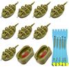 Lechengjia Set di 8 feeder in linea da pesca con 5 dispositivi anti terreno | Cestino per mangime da pesca, 15/20/30/40/50/60 g, accessorio per la pesca alla carpa, per fiumi, diverse profondità