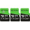 Micro SD 256GB 3 Pezzi Scheda Memoria A1 U3 V30 Microsdxc con Adattatore SD Card