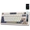 Selius Tastiera meccanica da 75%, wireless, retro, con illuminazione RGB bianca, 80 tasti, con sistema di sostituzione a caldo