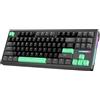 Selius Tastiera da gaming meccanica, 87 tasti, Bluetooth 5.0, con illuminazione RGB verde e tasti intercambiabili