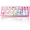 Selius Tastiera meccanica - Rosa - Layout 1800 - Alloggiamento in alluminio - Wireless Bluetooth - RGB