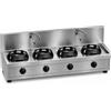 Casta Cucina wok a gas con canale posteriore, lavaggio e alzatina 400 mm, 4 fuochi, 2000 x 700 mm, h 315 mm - 14,0 kW
