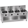 Casta Cucina wok a gas con canale posteriore, lavaggio e alzatina 400 mm, 4 fuochi, 2000 x 700 mm, h 850 mm - 9,5 kW