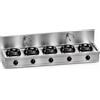 Casta Cucina wok a gas con canale posteriore, lavaggio e alzatina 400 mm, 5 fuochi, 3000 x 700 mm, h 315 mm - 21,0 kW
