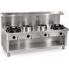 Casta Cucina wok a gas con lavaggio e comando a ginocchio, 4 fuochi, 1800 x 900 mm, h 780 mm - 9,5 kW