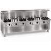 Casta Cucina wok a gas con lavaggio e comando a ginocchio, 6 fuochi, 2300 x 900 mm, h 780 mm - 9,5 kW
