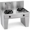 Casta Cucina wok a gas su base a ponte con canale posteriore senza lavaggio, 2 fuochi, 1000 x 900 mm, h 850 mm - 21,0 kW