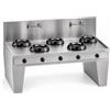 Casta Cucina wok a gas su base a ponte con canale posteriore senza lavaggio, 5 fuochi, 2500 x 900 mm, h 850 mm - 21,0 kW