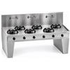 Casta Cucina wok a gas su base a ponte con canale posteriore senza lavaggio, 6 fuochi, 3000 x 900 mm, h 850 mm - 9,5 kW