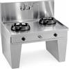 Casta Cucina wok a gas su base a ponte con canale posteriore e lavaggio, 2 fuochi, 1000 x 900 mm, h 850 mm - 14,0 kW