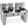 Casta Cucina wok a gas su base a ponte con canale posteriore e lavaggio, 4 fuochi, 2000 x 900 mm, h 850 mm - 9,5 kW