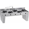 Casta Cucina wok a gas su base a ponte con colonna acqua e canale senza lavaggio, 5 fuochi, 2500 x 900 mm, h 850 mm - 21,0 kW