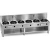 Casta Cucina wok a gas con doppio scarico e comando a ginocchio, 6 fuochi, 2600 x 850 mm, h 700 mm - 9,5 kW