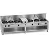 Casta Cucina wok a gas con doppio scarico e comando a ginocchio, 6 fuochi, 3000 x 850 mm, h 700 mm - 21,0 kW