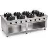 Casta Cucina wok a gas da centro sala, 8 fuochi, 2300 x 1300 mm, h 850 mm - 9,5 kW