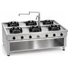 Casta Cucina wok a gas da centro sala con canale centrale e lavaggio, 6 fuochi, 1800 x 1200 mm, h 850 mm - 14,0 kW