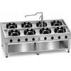 Casta Cucina wok a gas da centro sala bifronte con canale centrale, 8 fuochi, 2400 x 1400 mm, h 850 mm - 9,5 kW