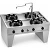Casta Cucina wok a gas da centro sala bifronte su base a ponte, 4 fuochi, 1200 x 1400 mm, h 850 mm - 9,5 kW