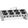 Casta Cucina wok a gas da centro sala bifronte su base a ponte, 8 fuochi, 2400 x 1400 mm, h 850 mm - 9,5 kW