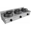 Casta Cucina wok a gas su misura, 3 fuochi, 1500 x 500 mm, da banco h 275 mm - 21,0 kW