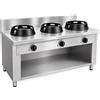 Casta Cucina wok a gas su misura, 3 fuochi, 1500 x 500 mm, su base aperta h 850 mm - 14,0 kW