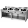 Casta Cucina wok a gas su misura, 4 fuochi, 2000 x 500 mm, su base aperta h 850 mm - 21,0 kW