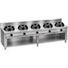 Casta Cucina wok a gas su misura, 5 fuochi, 2500 x 500 mm, su base aperta h 850 mm - 21,0 kW