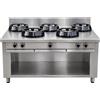 Casta Cucina wok a gas su misura, 5 fuochi, 1500 x 1000 mm, su base aperta h 850 mm - 21,0 kW