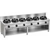 Casta Cucina wok a gas su misura, 6 fuochi, 3000 x 500 mm, su base aperta h 850 mm - 9,5 kW
