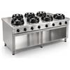 Casta Cucina wok a gas su misura, 7 fuochi, 2000 x 1000 mm, su base aperta h 850 mm - 14,0 kW