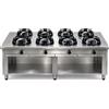 Casta Cucina wok a gas su misura, 8 fuochi, 2000 x 1000 mm, su base aperta h 850 mm - 9,5 kW