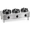 Casta Cucina wok a gas da banco con piedi regolabili, 3 fuochi, 1500 x 600 mm, h 500 mm - 14,0 kW