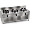 Casta Cucina wok a gas con alzatina 200 mm, 3 fuochi, 1500 x 600 mm, h 850 mm - 14,0 kW