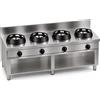 Casta Cucina wok a gas con alzatina 200 mm, 4 fuochi, 2000 x 600 mm, h 850 mm - 14,0 kW