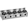 Casta Cucina wok a gas con alzatina 200 mm, 5 fuochi, 2500 x 600 mm, h 275 mm - 21,0 kW