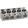 Casta Cucina wok a gas con alzatina 200 mm, 5 fuochi, 2500 x 700 mm, h 850 mm - 21,0 kW
